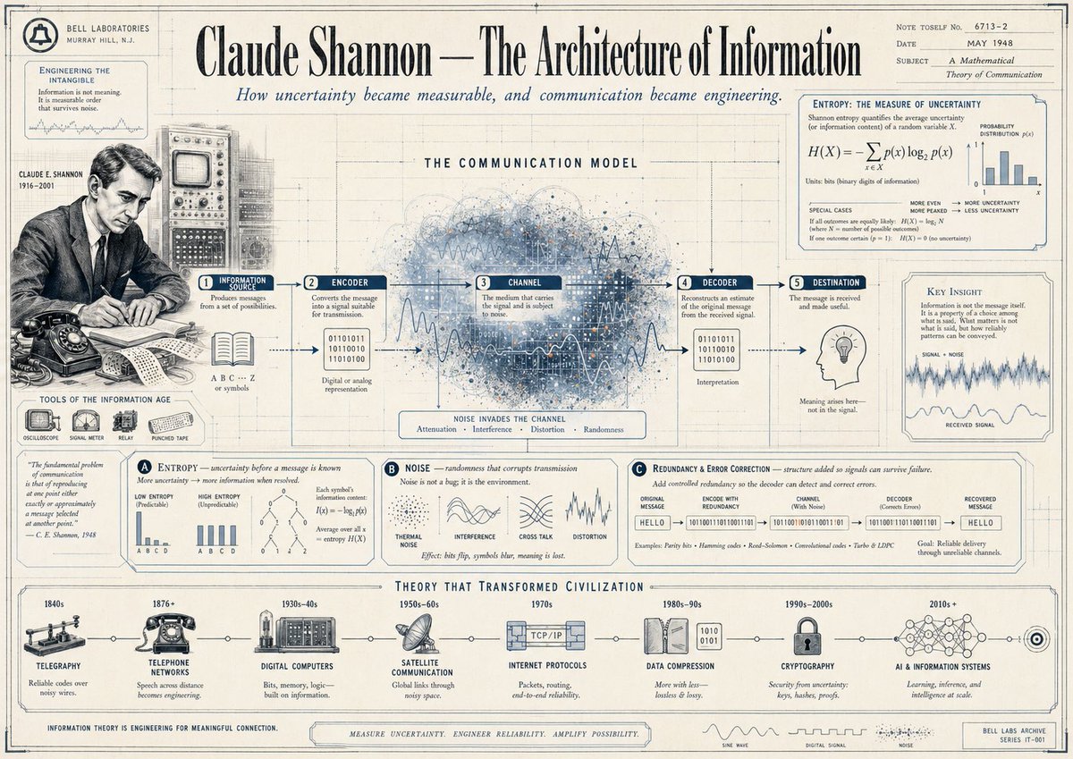 AI-generated Claude Shannon Vintage Infographic Poster made with GPT Image 2