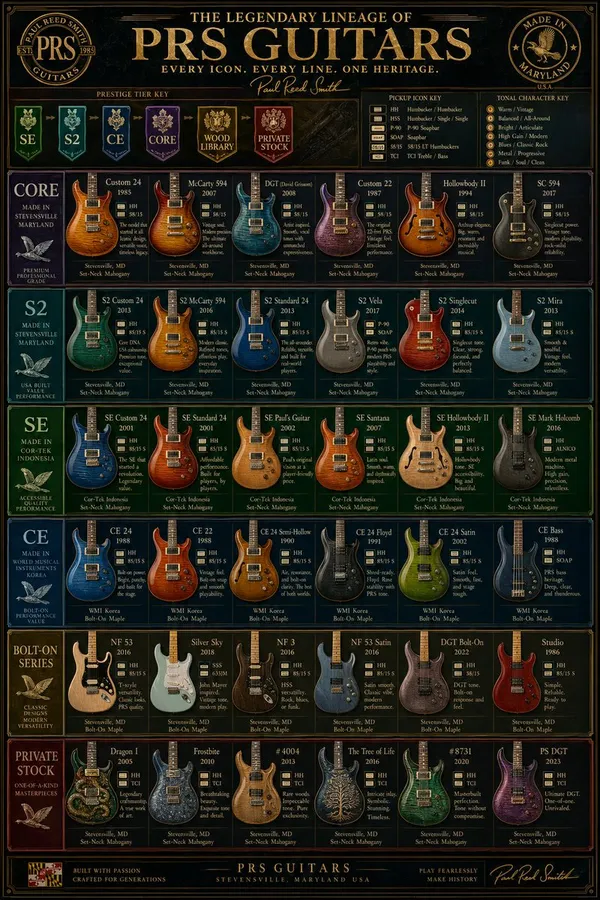 AI-generated {"type":"luxury Vintage Guitar Comparison Infographic Poster" made with GPT Image 2