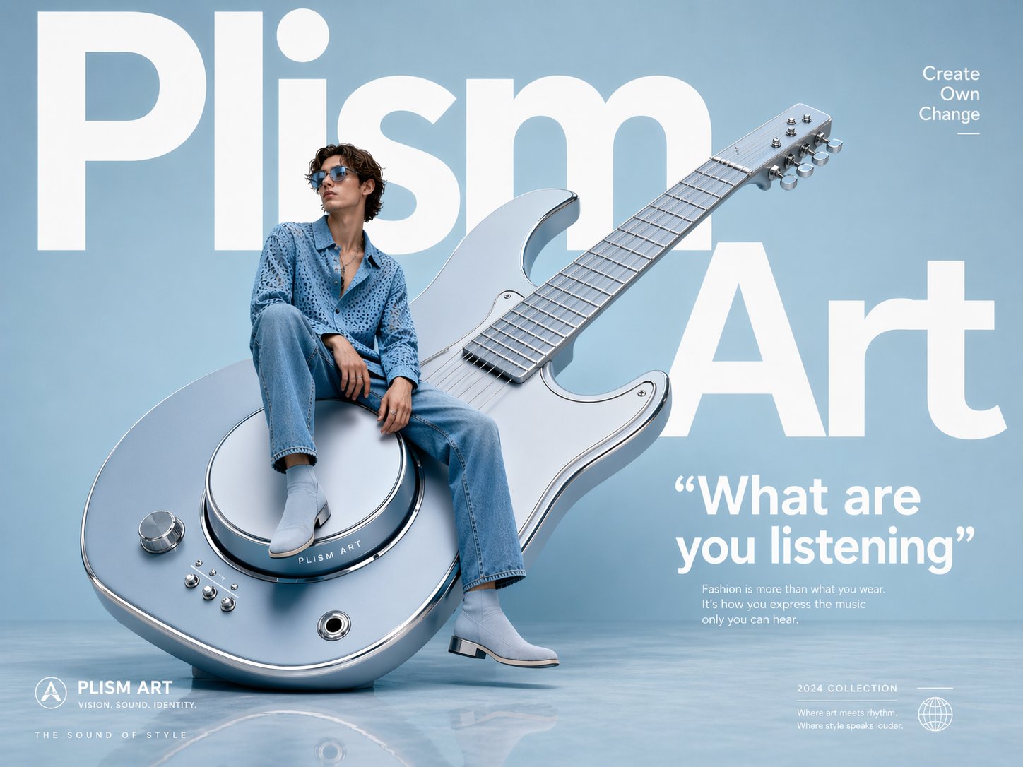 AI-generated Avant-Garde Guitar Sculpture Fashion Ad made with GPT Image 2