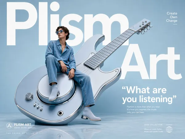 AI-generated Avant-Garde Guitar Sculpture Fashion Ad made with GPT Image 2