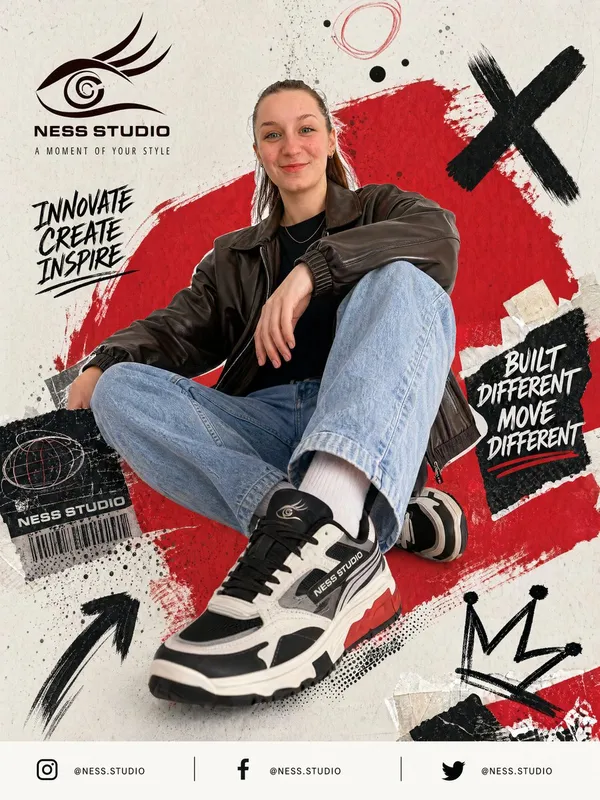 AI-generated Streetwear Sneakers Poster Ad made with GPT Image 2