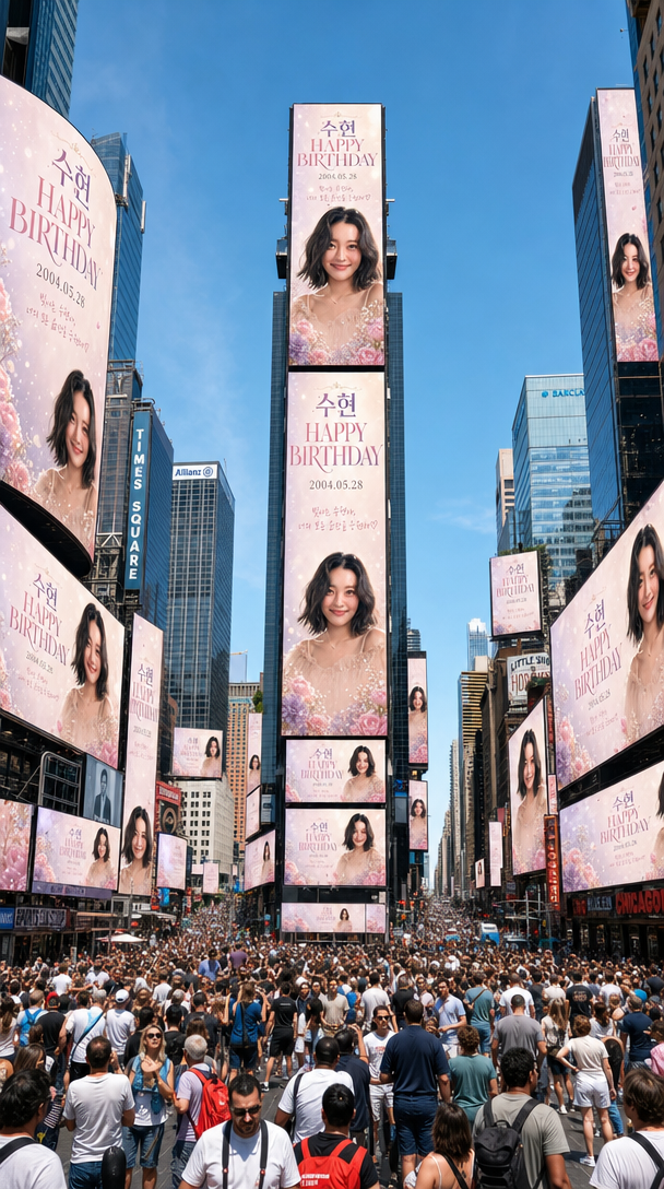 AI-generated New York Times Square birthday billboard made with GPT Image 2