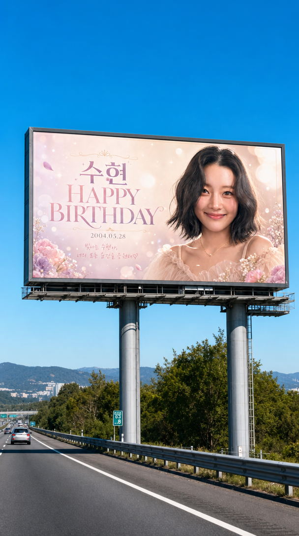 AI-generated highway birthday billboard mockup made with GPT Image 2