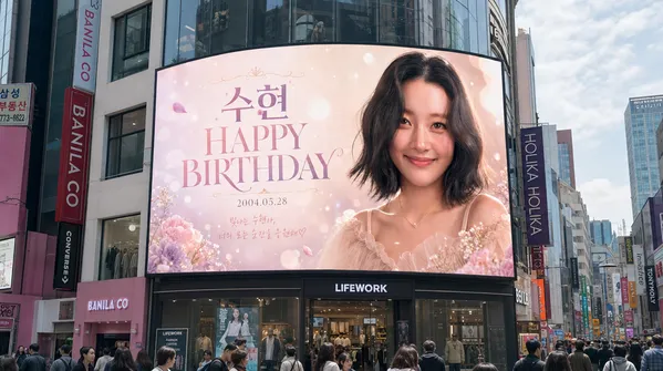 GPT 이미지 2로 생성한 명동 거리 생일 전광판