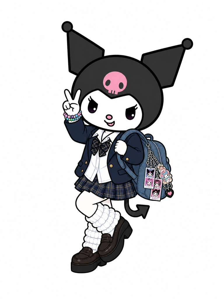 AI-generated Kuromi Gyaru cosplay illustration made with GPT Image 2