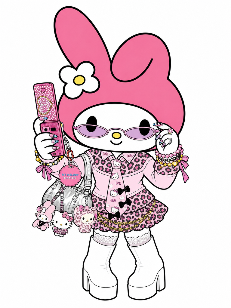 AI-generated My Melody Gyaru cosplay illustration made with GPT Image 2