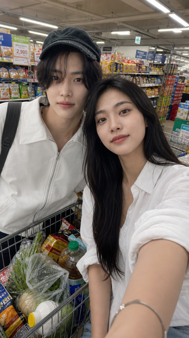 Supermarket couple selfie generated with GPT Image 2