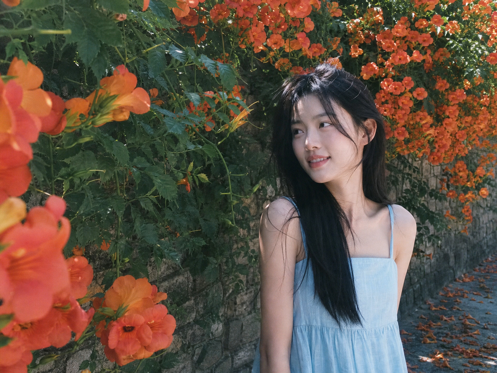 GPT Image 2로 생성한 Campsis Blue Linen Sundress