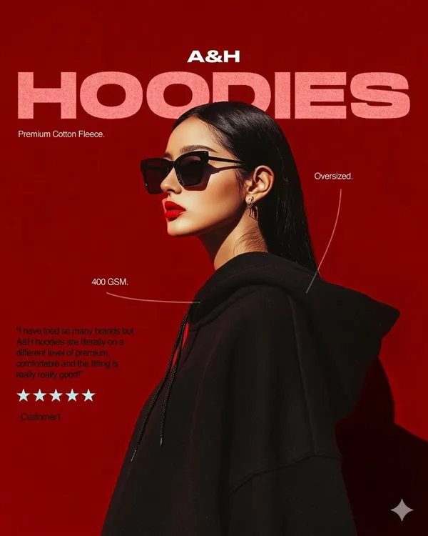 AI-generated Hoodie Fashion Advertising Poster made with Nano Banana 2