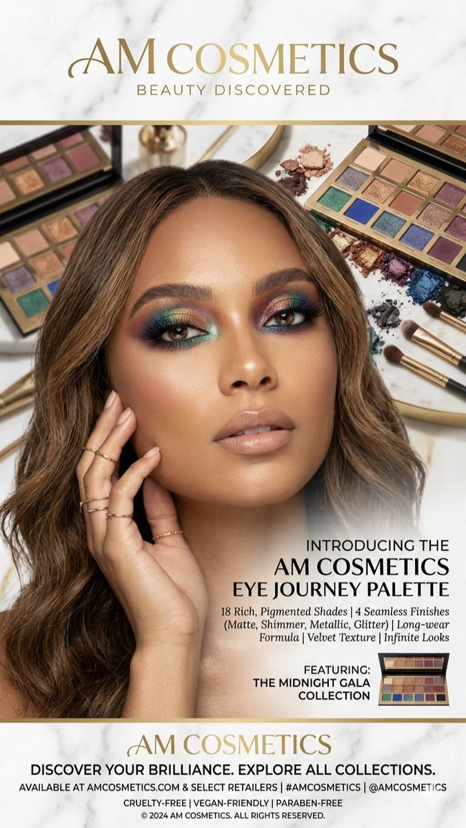 AI-generated Luxury Makeup Palette Advertisement made with Nano Banana Pro