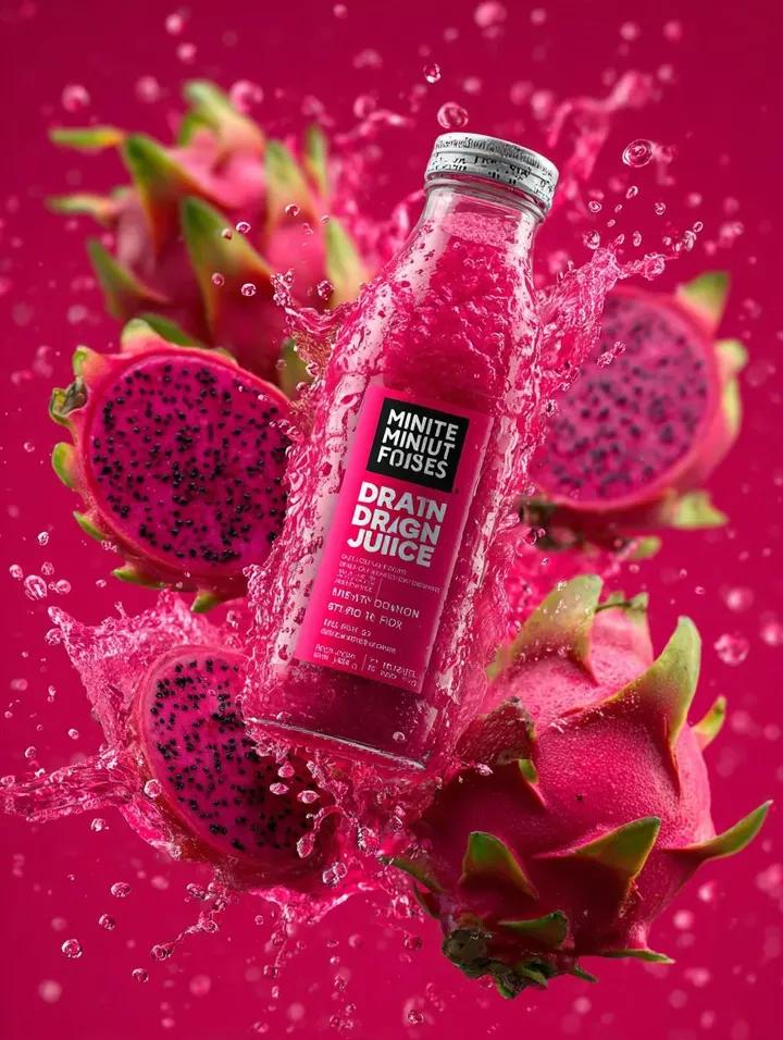 AI-generated Explosive Dragon Fruit Juice Photography made with Nano Banana Pro