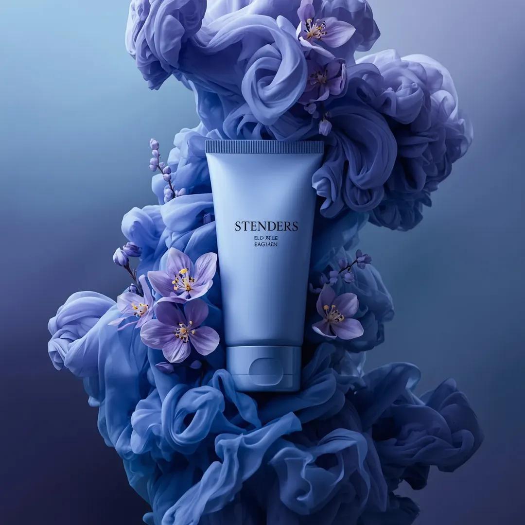 AI-generated Blue Violet Cosmetics Product Shot made with Nano Banana 2