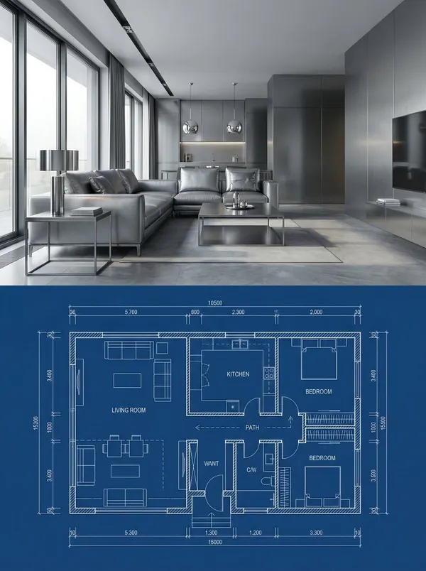AI-generated Interior Architecture Comparison Poster made with Nano Banana 2