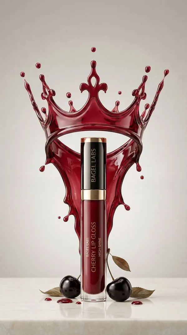 AI-generated Cherry Lip Gloss Luxury Product Shot made with Nano Banana 2