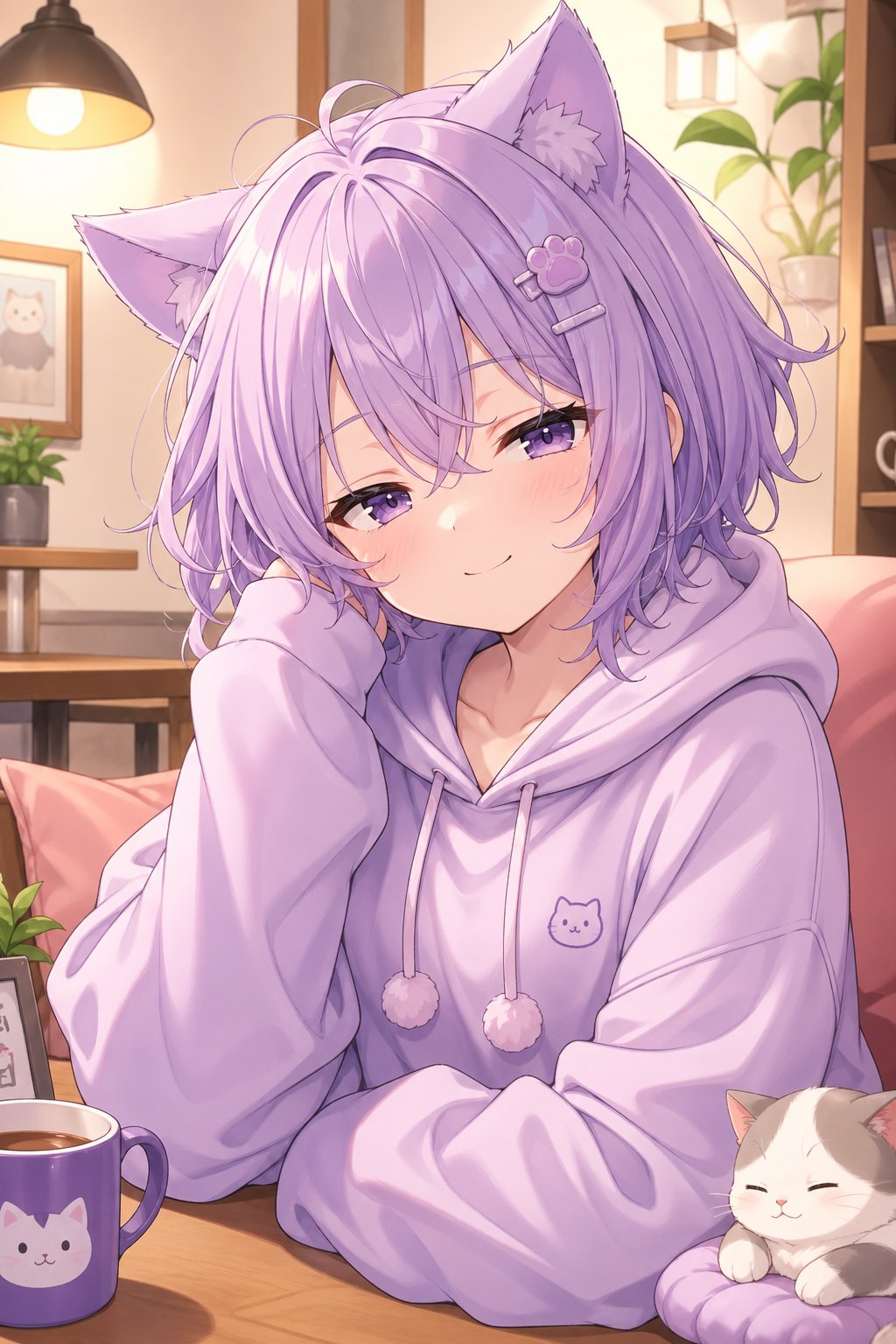 GPT 이미지 2로 생성한 아늑한 고양이 귀 파자마 2D 캐릭터