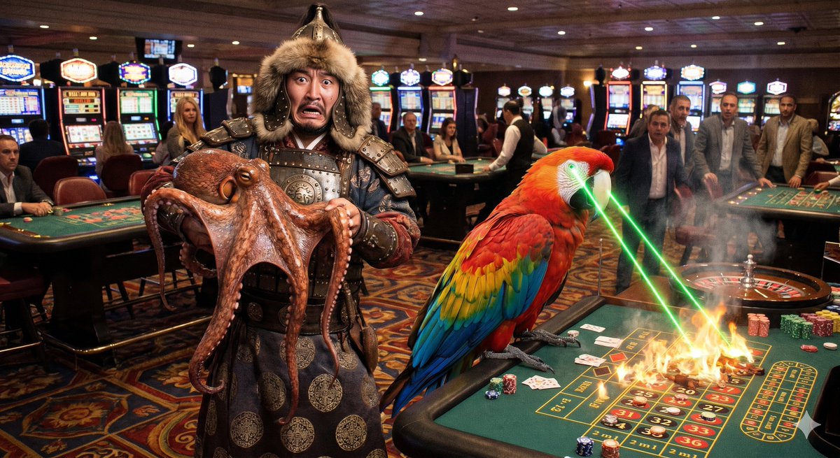 AI-generated Surreal Casino vs Parrot Battle made with Nano Banana Pro