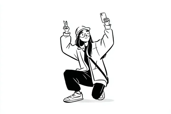 AI-generated Notion-Style Line Art Character made with Nano Banana Pro
