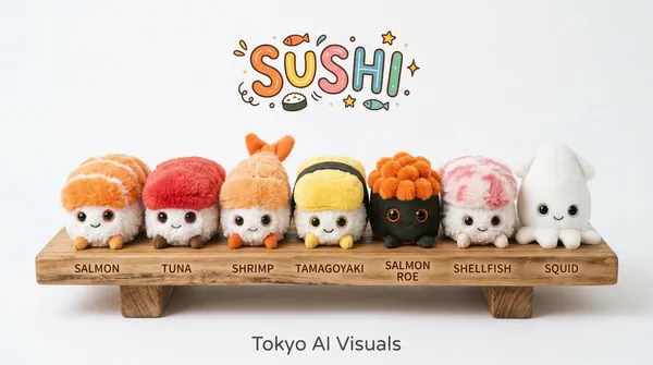 Example image of Sushi Plush Food Visual generated with Nano Banana 2