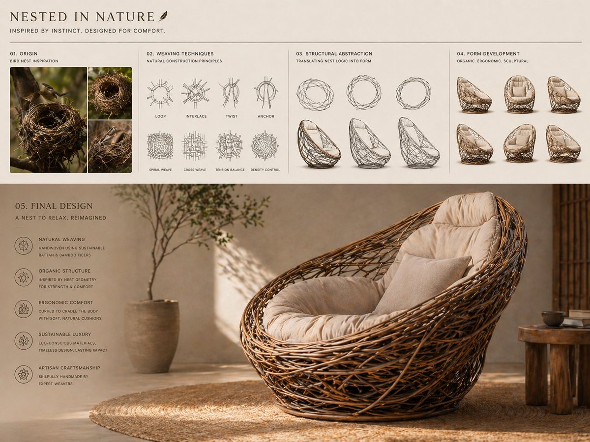 AI-generated Bird Nest Lounge Chair Concept made with GPT Image 2
