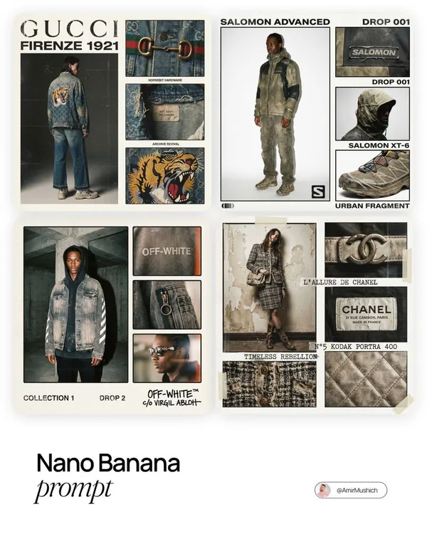 AI-generated Fashion Lookbook Collage made with Nano Banana Pro