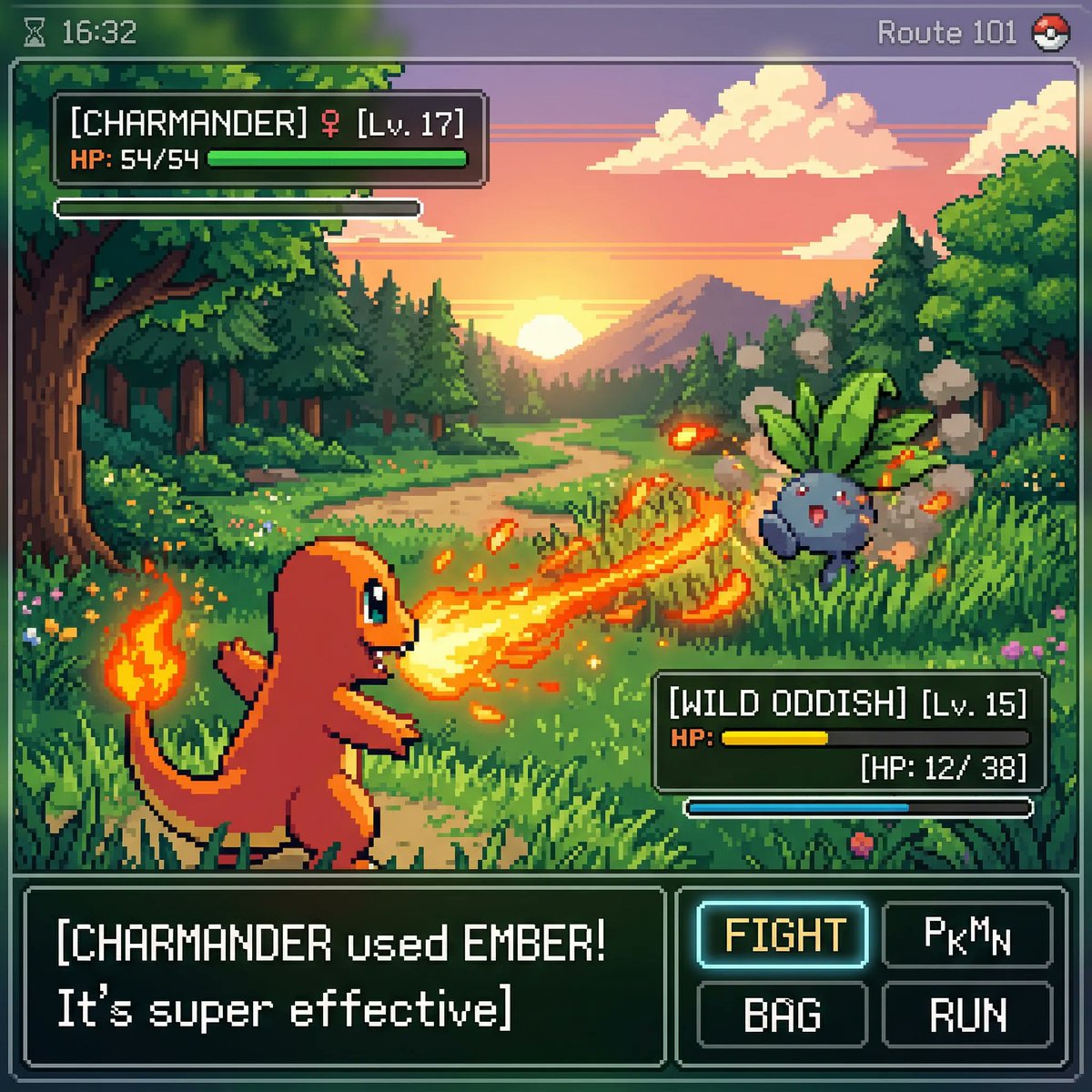 AI-generated Pokemon-Style Pixel Art Game made with Nano Banana Pro