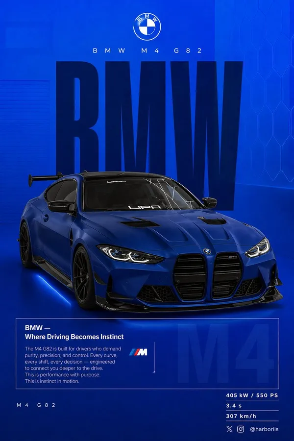 AI-generated BMW Blue Car Poster made with GPT Image 2