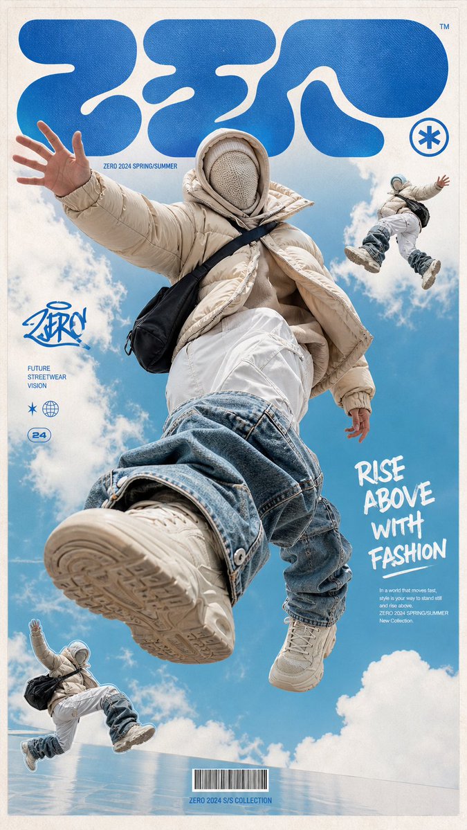 AI-generated Floating Streetwear Fashion Poster made with GPT Image 2