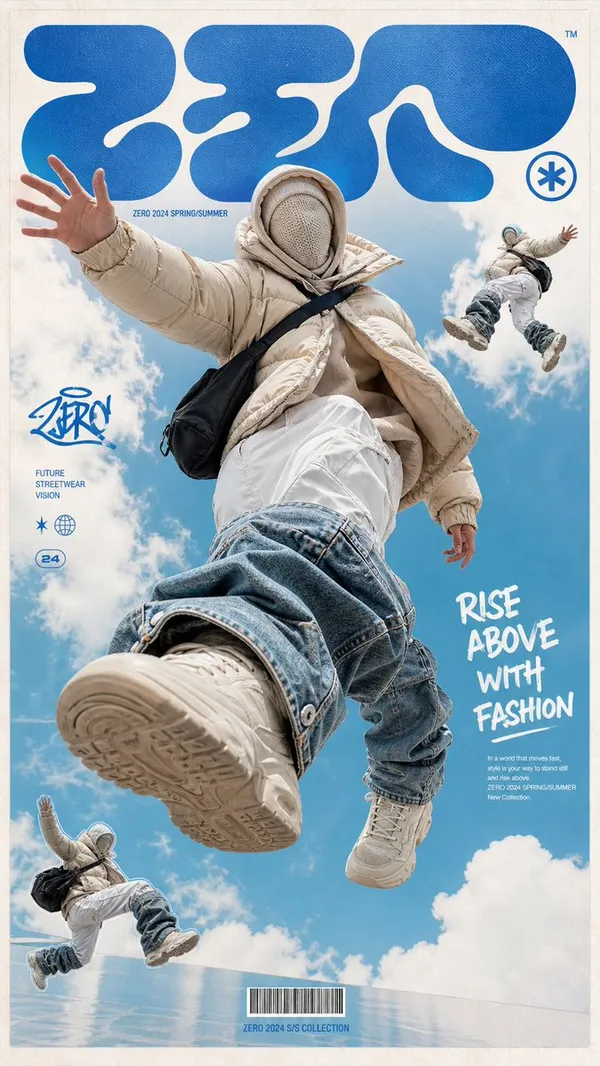 AI-generated Floating Streetwear Fashion Poster made with GPT Image 2
