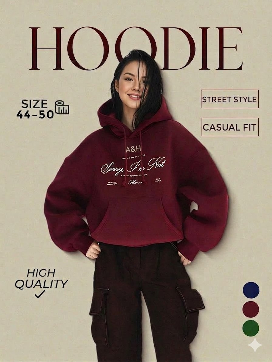 Example image of Burgundy Hoodie Fashion Advertisement generated with Nano Banana 2