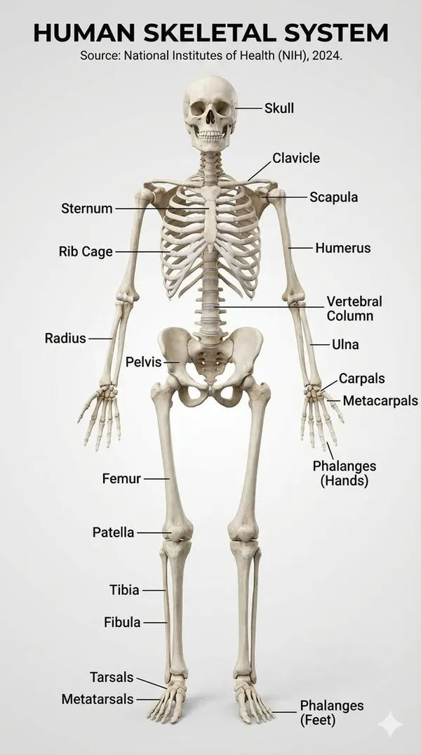 Example image of Human Skeletal System Infographic generated with Nano Banana Pro