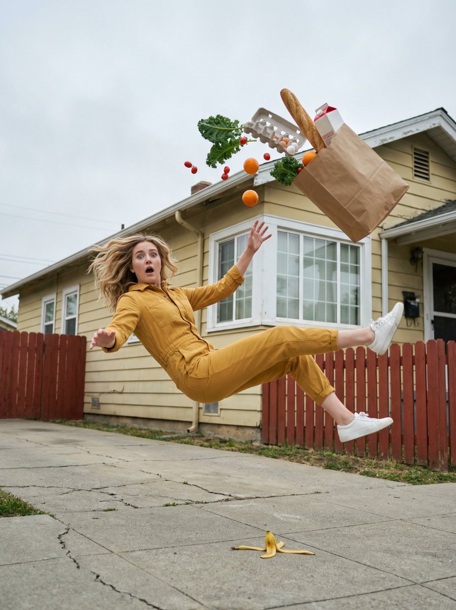 AI-generated Mid-Air Falling Surreal Portrait made with Nano Banana Pro