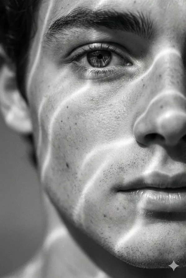 AI-generated Black and White Light Ripple Close-Up made with Nano Banana Pro
