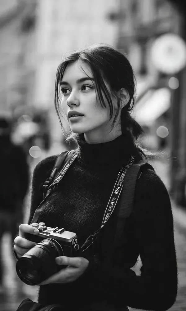 AI-generated Black and White Street Photographer Portrait made with Nano Banana Pro