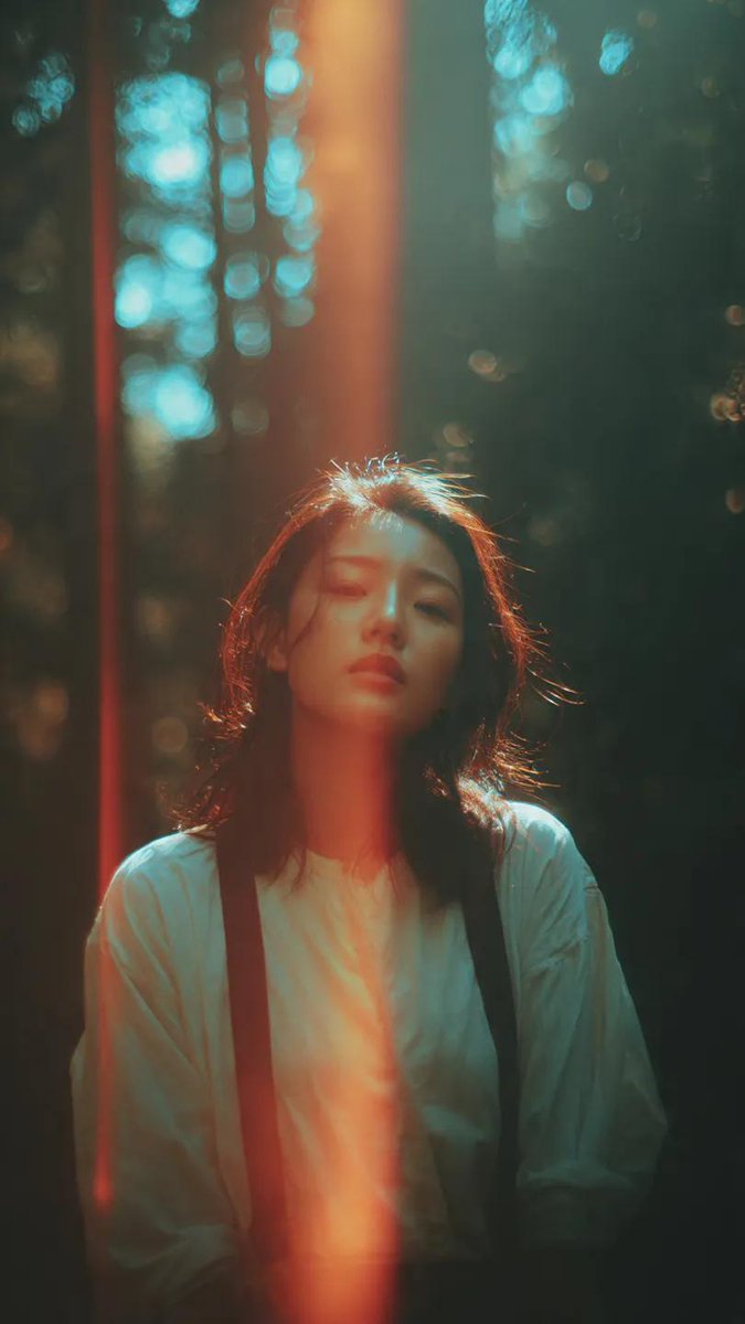AI-generated Forest Light Leak Portrait made with Nano Banana Pro