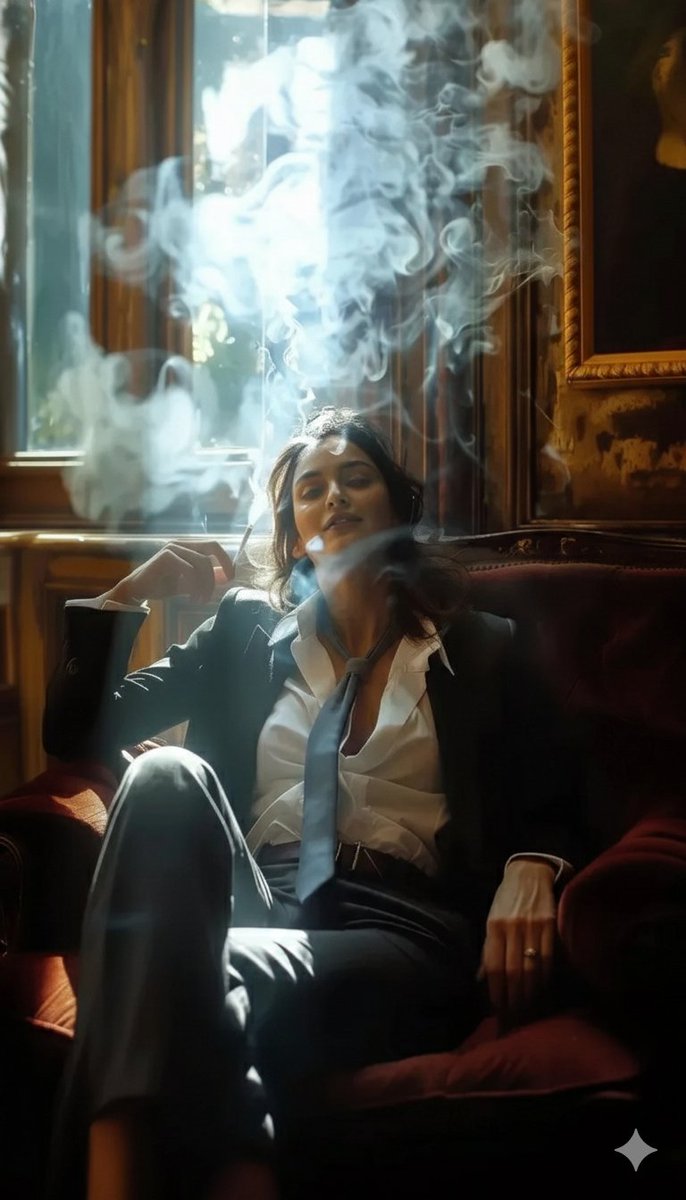 AI-generated Cigarette Smoke Chiaroscuro Portrait made with Nano Banana Pro