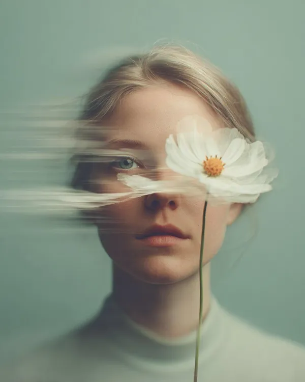 AI-generated Flower Motion Blur Fine-Art Portrait made with Nano Banana Pro