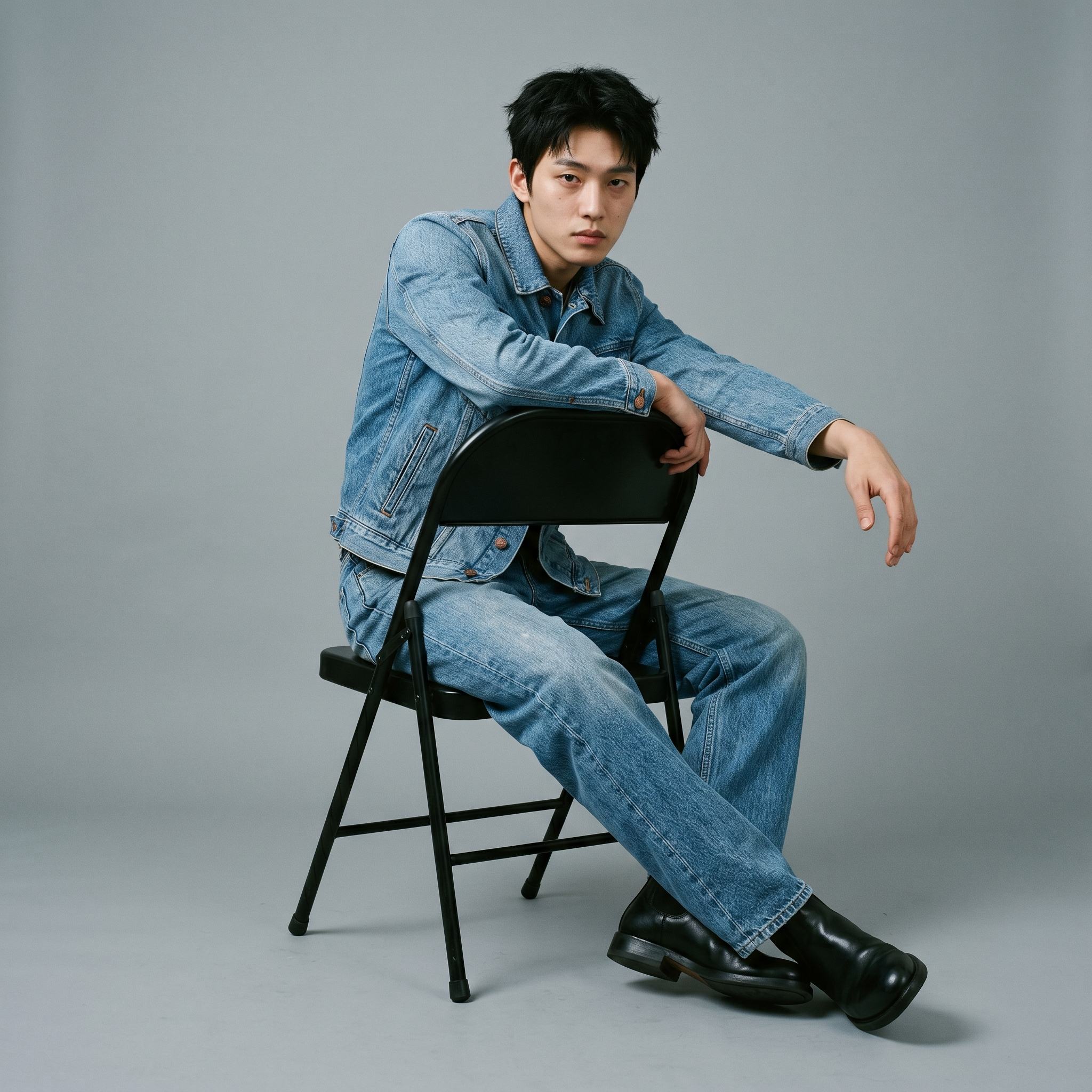 AI-generated Seated Denim Editorial made with Nano Banana 2