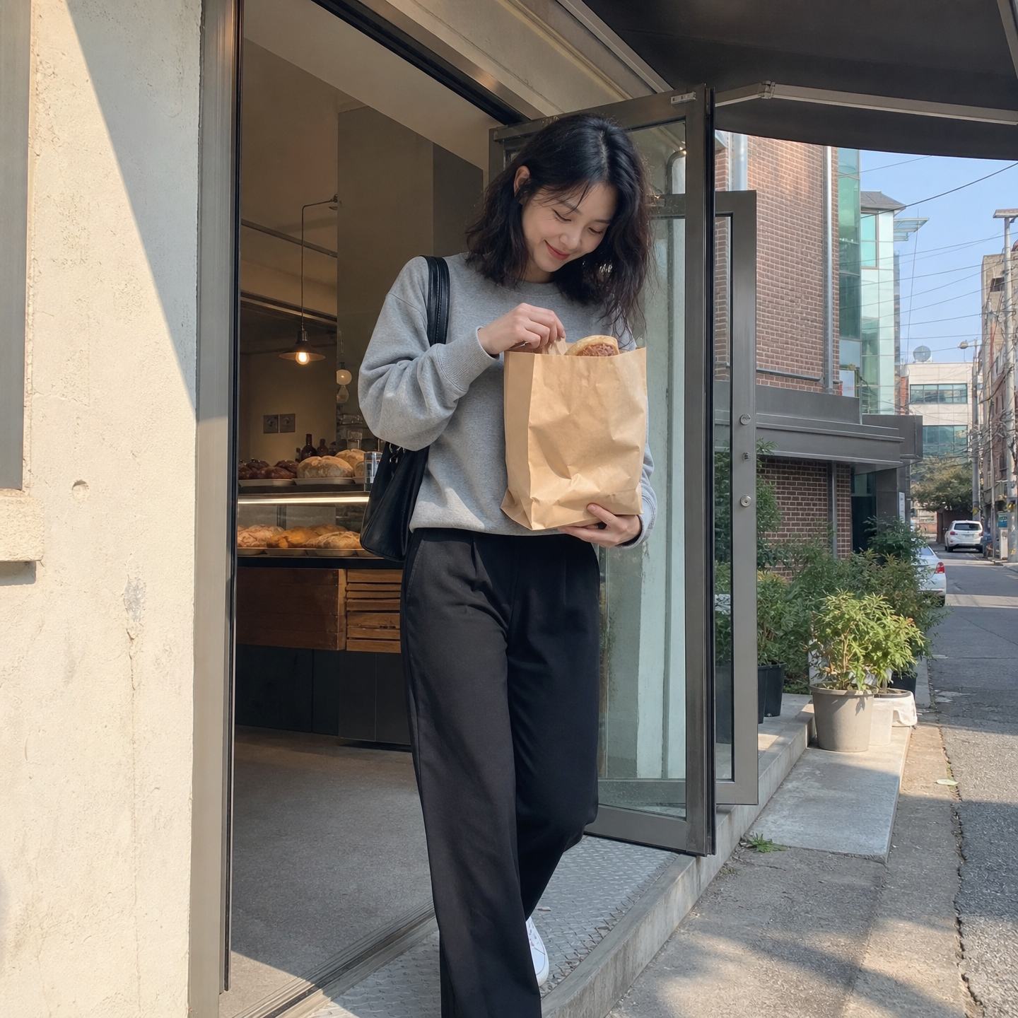 GPT 이미지 2로 생성한 동네 빵집 나서는 길