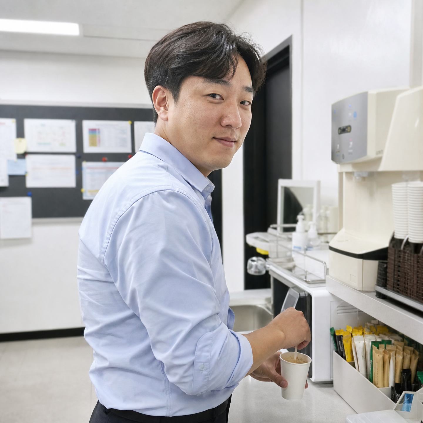 GPT 이미지 2로 생성한 사무실 탕비실 커피 한 잔