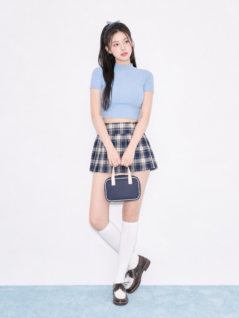 AI-generated Balletcore High-Teen Blue Look made with GPT Image 2