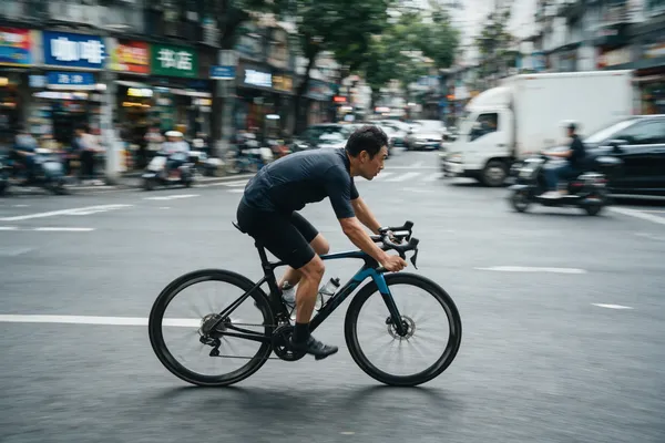 AI-generated Panning-Shot Cyclist Photo made with Seedream 5.0 Pro