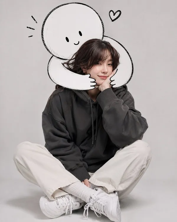 GPT 이미지 2로 생성한 낙서 캐릭터 포옹 사진