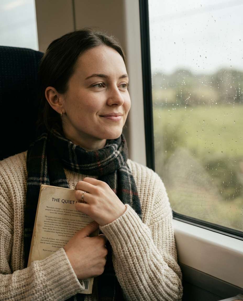 AI-generated Cozy Train Window made with Nano Banana Pro