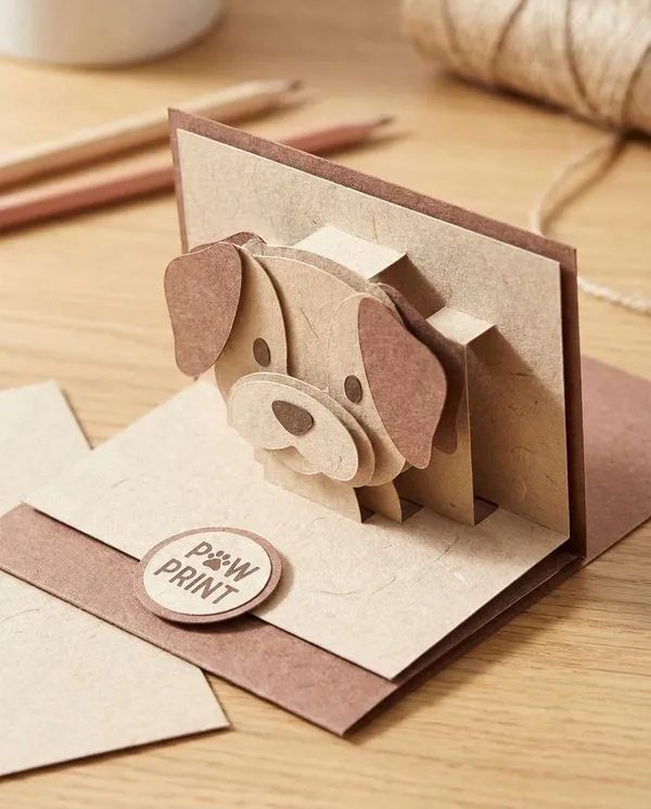 AI-generated Puppy Paw Pop-up Card made with Nano Banana Pro