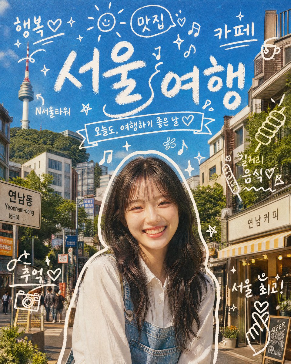 GPT 이미지 2로 생성한 서울 여행 낙서 포스터