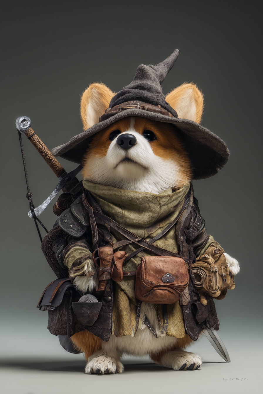 AI-generated Fantasy Corgi Swordsman made with Midjourney