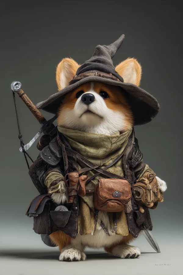 AI-generated Fantasy Corgi Swordsman made with Midjourney