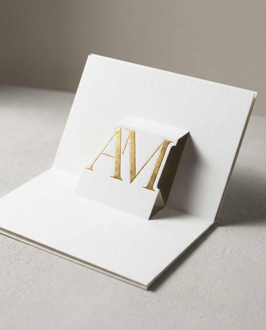 AI-generated Luxury Monogram 3D Pop-up Card made with Nano Banana Pro