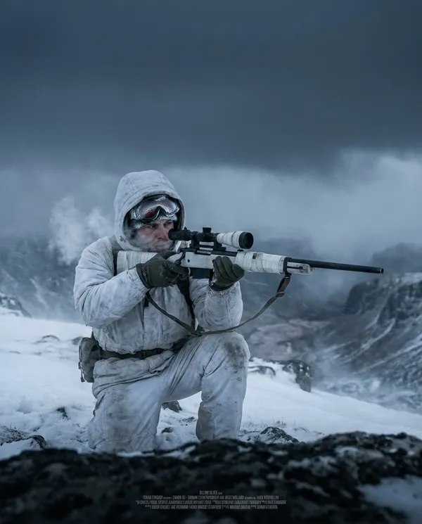 AI-generated Snowfield Sniper Action Poster made with Nano Banana 2
