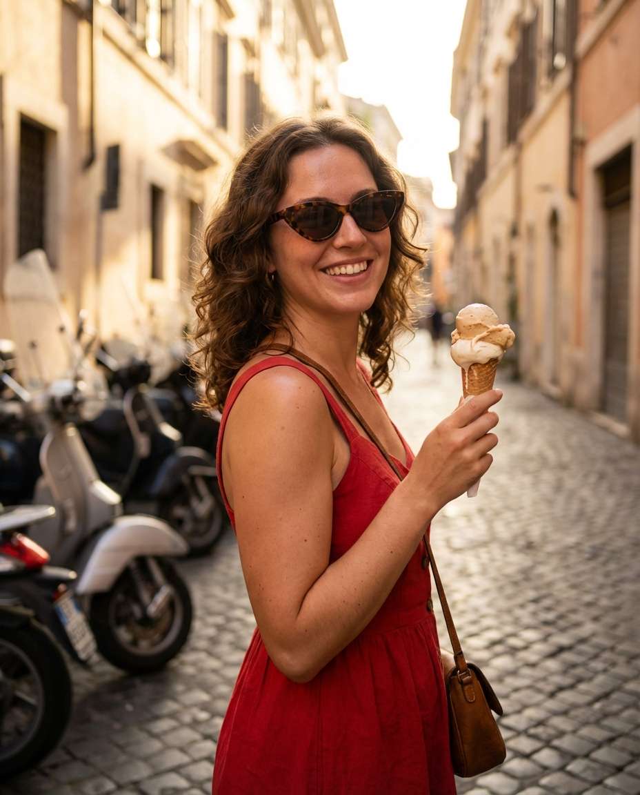 AI-generated Rome Gelato Moment made with Nano Banana Pro